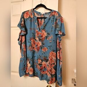 Maurices blue floral blouse 3x